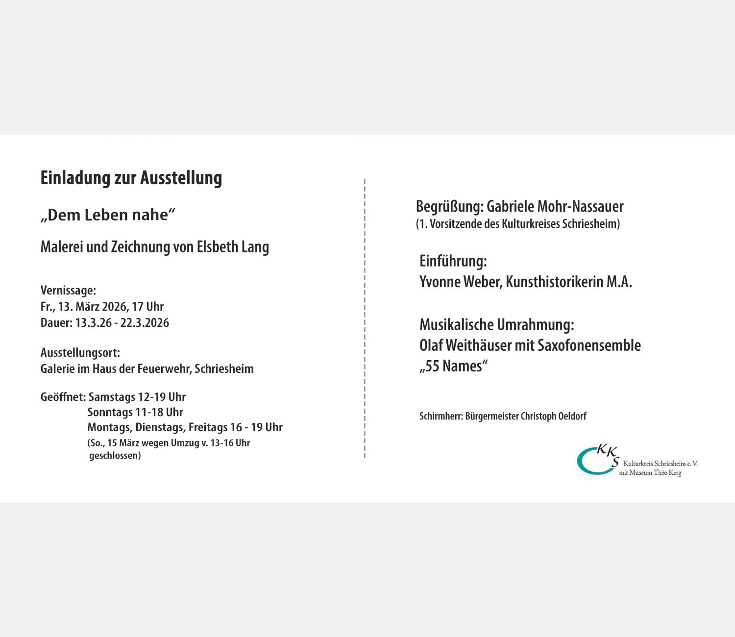 Einladung zur Kunstausstellung Matthaise-Markt 2026